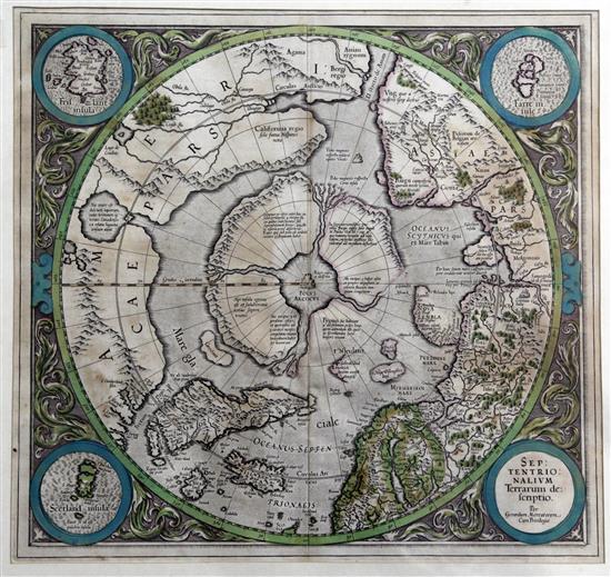 Gerard Mercator Polus Articus Mercator, Terrarum Circum Jacentium Descripto (Hondius 1630), 14.75 x 15.75in.